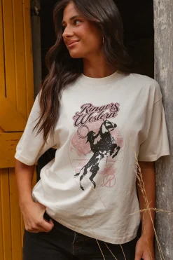 Best Ringers Western Wild Ride Womens Oversized T-Shirt - Off White