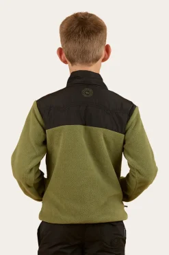 Online Ringers Western Winton Kids 1/4 Zip Crew Neck Fleece - Military Green