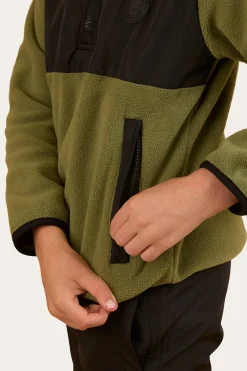 Online Ringers Western Winton Kids 1/4 Zip Crew Neck Fleece - Military Green