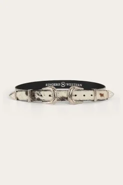 Best Ringers Western Zoey Double Buckle Belt - Black/White